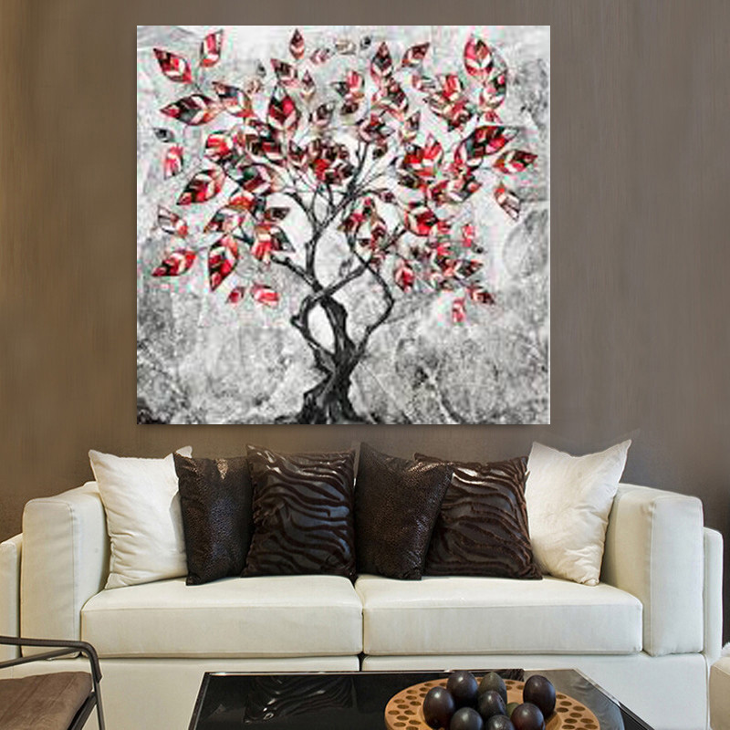 Red Flowers Tree Landscape Canvas Painting Abstract Prints And Posters Wall Pictures For Living Room Home Decor