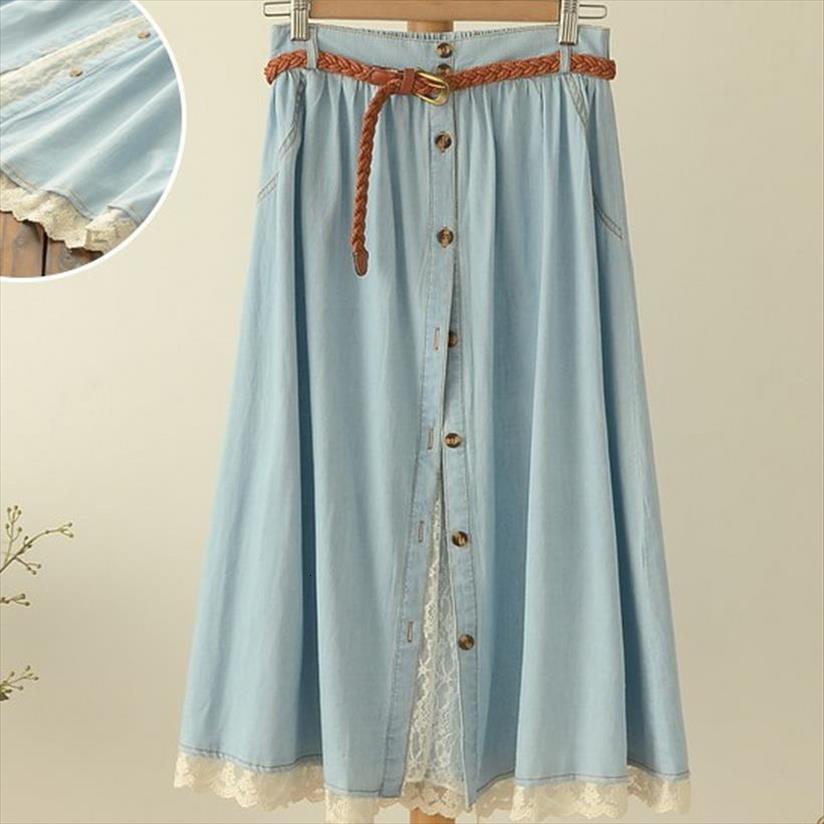summer cotton denim lace patchwork women skirt single breasted pleated jean long, Black
summer cotton denim lace patchwork women skirt single breasted pleated jean long, Black