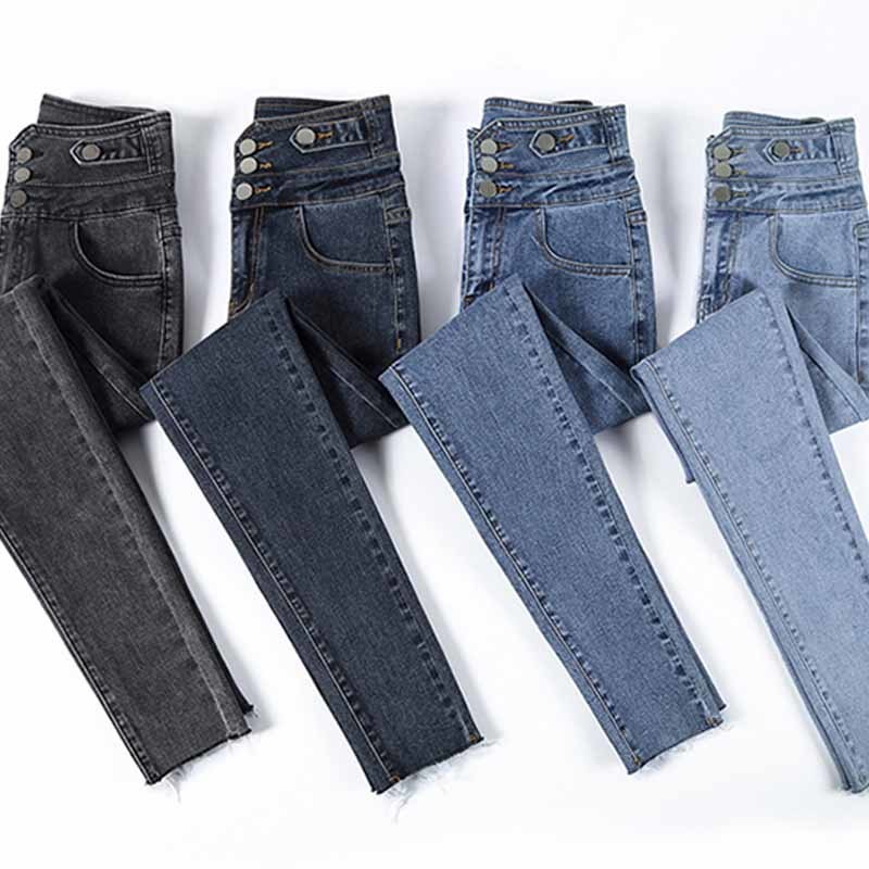 Style Woman Thin Black Jeans for Women Cotton Pantalon Denim Trousers Autumn High Waist Womens Clothing 10830 210518