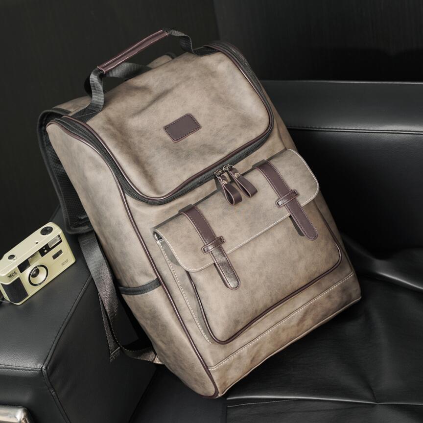 Wholesale men shoulder bags retro contrast matte backpacks street trend multifunctional computer bag leather backpack decorated with outdoor sports leisure