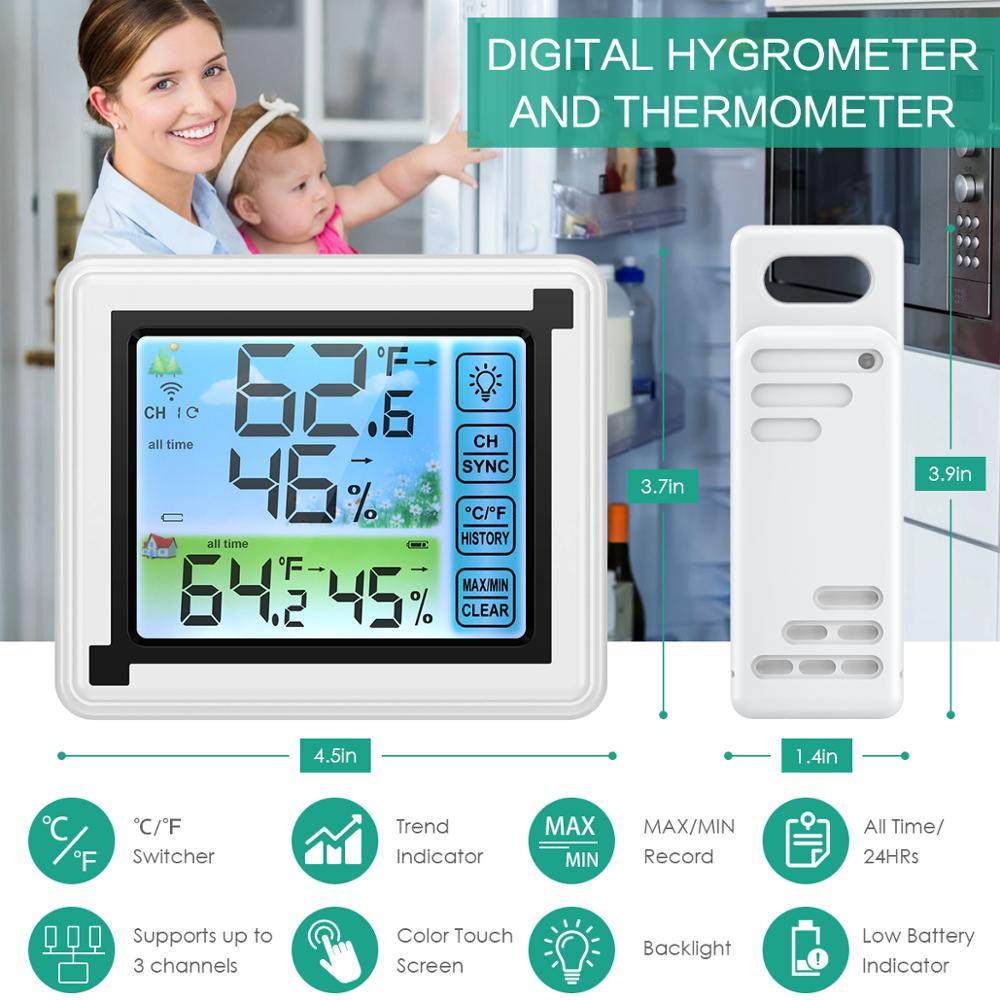 Digital electronic thermometer meter wireless moisture monitor indoor air with 1 sensors