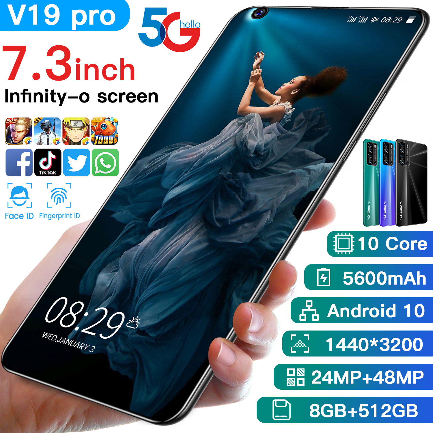 2022 Hot Selling Smart Phone V19 pro mobile cellphone 6.8 inch 4G LTE 7MP+8MP Big Memory 1GB+8GB, Blue
2022 Hot Selling Smart Phone V19 pro mobile cellphone 6.8 inch 4G LTE 7MP+8MP Big Memory 1GB+8GB, Blue