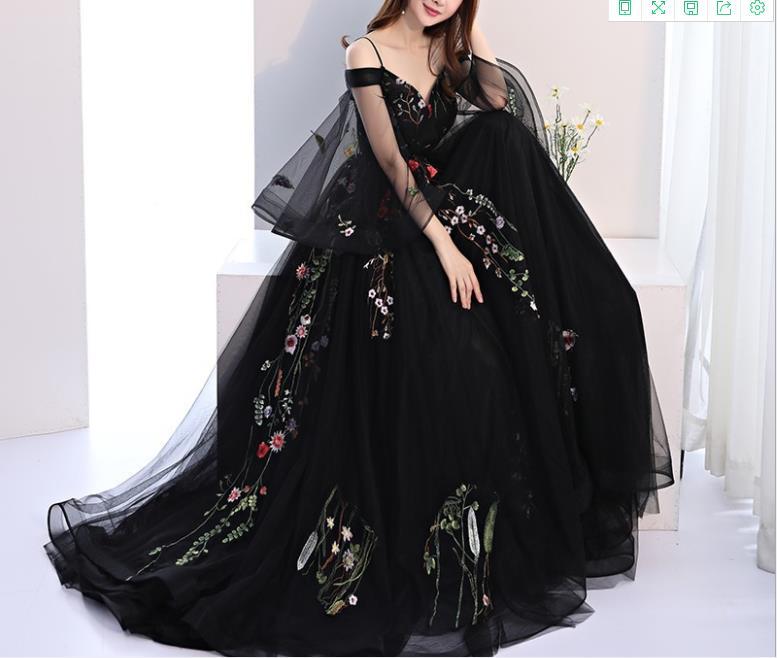 Flower A Line Prom Dresses Spaghetti Strap Sleeveless Lace Appliques Long Sleeves Evening Dress Beach Robe De Soiree Party Pageant Wear Custom Made