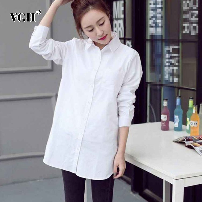 VGH Loose Print Striped Shirt For Women Lapel Long Sleeve Casual Korean Blouse Female Fashion New Clothing Spring Style 210421