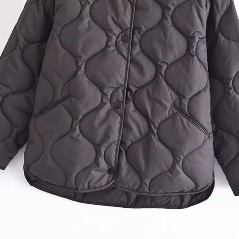 Womens Jackets Thin Parkas Coats Black Outwear Female Long Sleeve Tops Plaid Padded Coat Casual Loose Jacket Winter Coat Woman