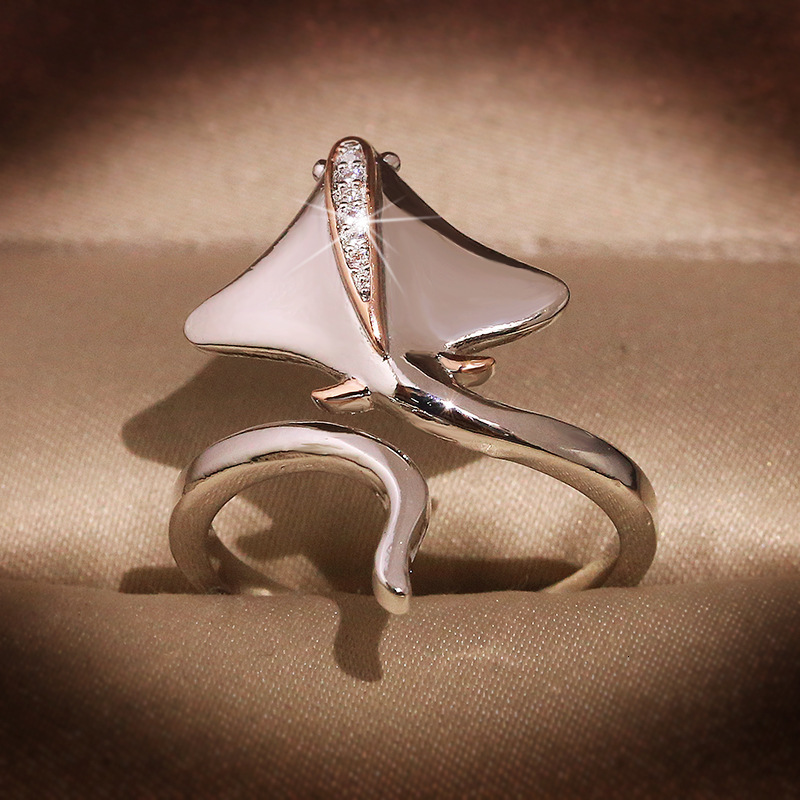 Choucong Ins Top Sell Wedding Rings Simple Fashion Jewelry 925 Sterling Silver Rose Gold Fill Double Color CZ Crystal Devil fish Eternity Women Open A