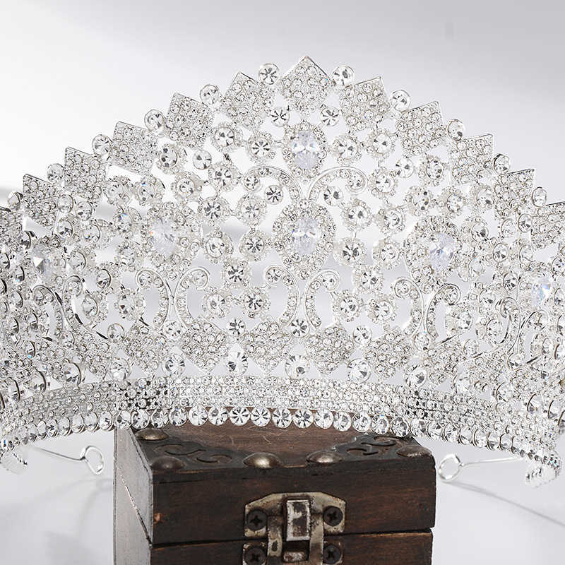 Queen Big Crown Crystal Bridal Jewelry Tiaras Baroque Rhinestone Pageant Diadem Dubai Jewelry Party Weddings Hair Accessories X0625