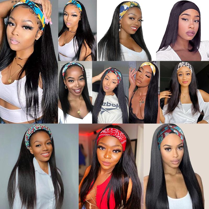 Synthetic Wigs GURUILAGU Headband Wig Straight Long For Black Women Hair Color 99J/613/1B/27