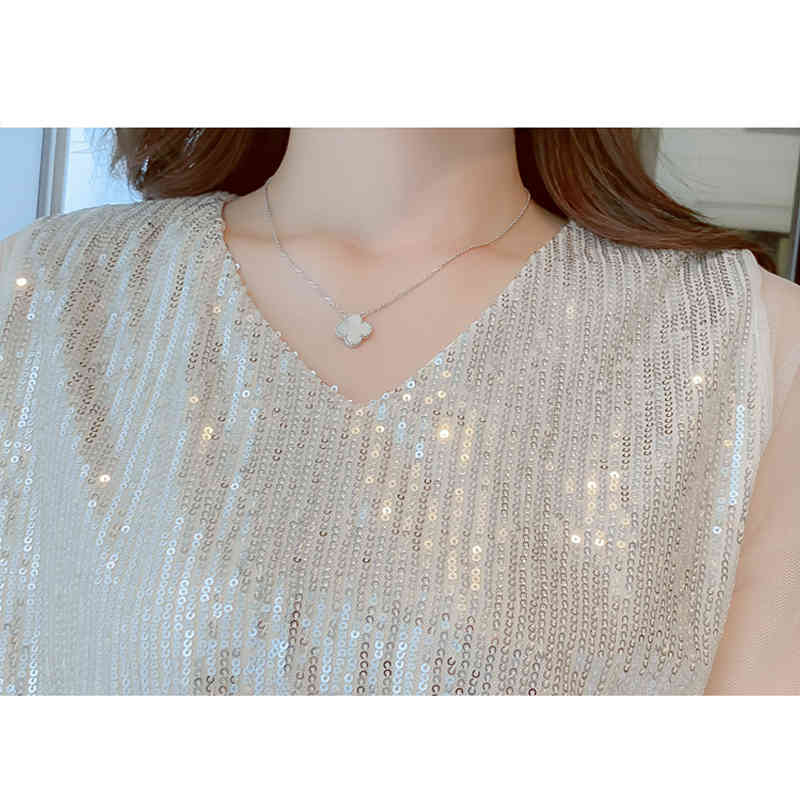 Sequins and Pearl Dresses Women Autumn Mesh Dress with Belt Pink Vneck Elastic High Waist Flare Long Sleeve Vestidos 12025 210417