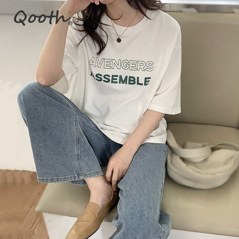 Qooth Printed Letter O-Neck Solid T-Shirt Womens Summer O-Neck All Match Simple Design Short-Sleeved T-shirt Causal Tops QT615 210518, Yellow
Qooth Printed Letter O-Neck Solid T-Shirt Womens Summer O-Neck All Match Simple Design Short-Sleeved T-shirt Causal Tops QT615 210518, Yellow
