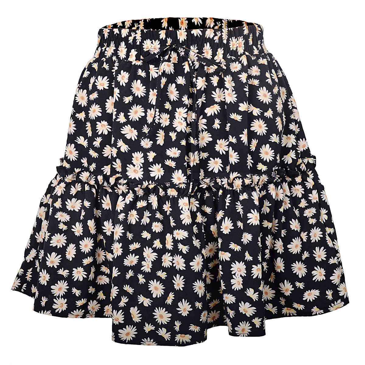 Foridol Floral Mini Skirt Women Ruffle Chic Casual Beach Skirt Summer High Waist Holiday Short Skirt Faldas 210415