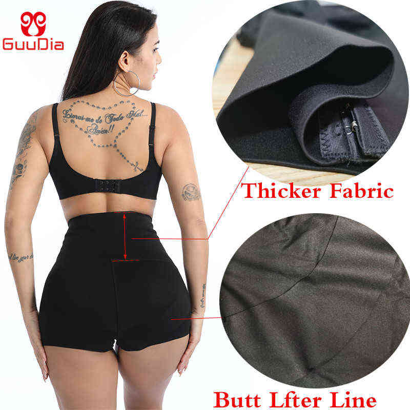GUUDIA Women Waist Trainer Shorts Tummy Control Panties Workout Leggings Sports Leggings High Waist Body Shaper Pants Shapewear 211112