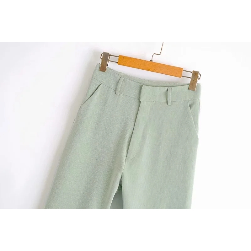 fashion women long pants autumn loose casual ladies elegant female trousers green girls zippers 210430
