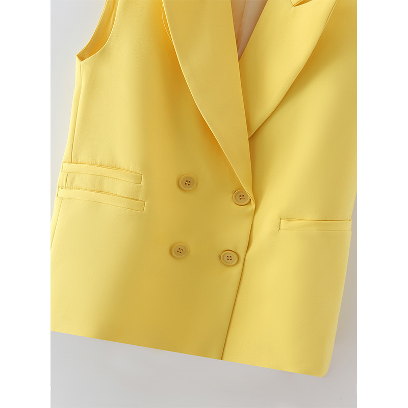 Women Vest Coat V-Neck Sleeveless Button Oversize Blazer Style Fashion Casual Chic Lady Coats 210517