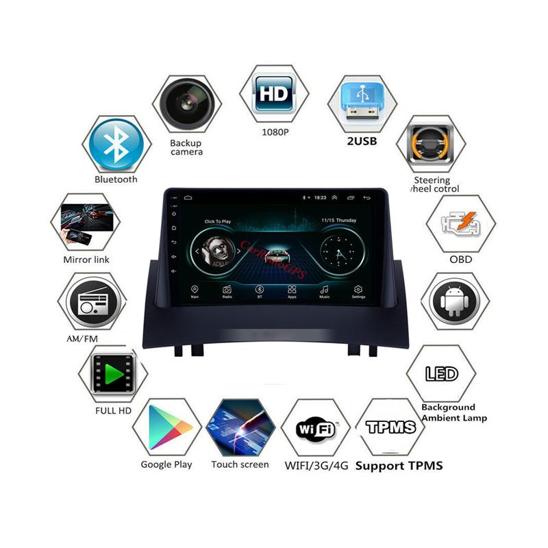 9 Inch Car Dvd Player Multimdia System Stereo Android for Renault Megane 2 2004-2008