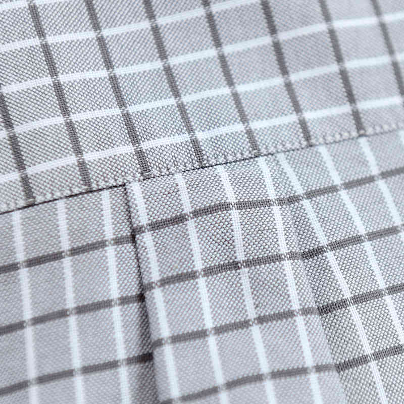 Men's Plaid Checked Oxford Button-down Shirt Single Patch Pocket Casual Thick Contrast Standard-fit Long Sleeve Gingham Shirts 210410