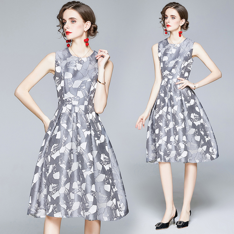 2XL Spring Women Elegant Vintage Jacquard Dress Sexy Slim A-line Vestidos Sleeveless Tank Dress Plus Size Cocktail Party Robe 210525