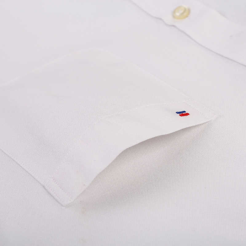 Men's Plus Size Casual Solid Oxford Dress Shirt Single Patch Pocket Long Sleeve Regular-fit Button-down Thick Shirts 210721