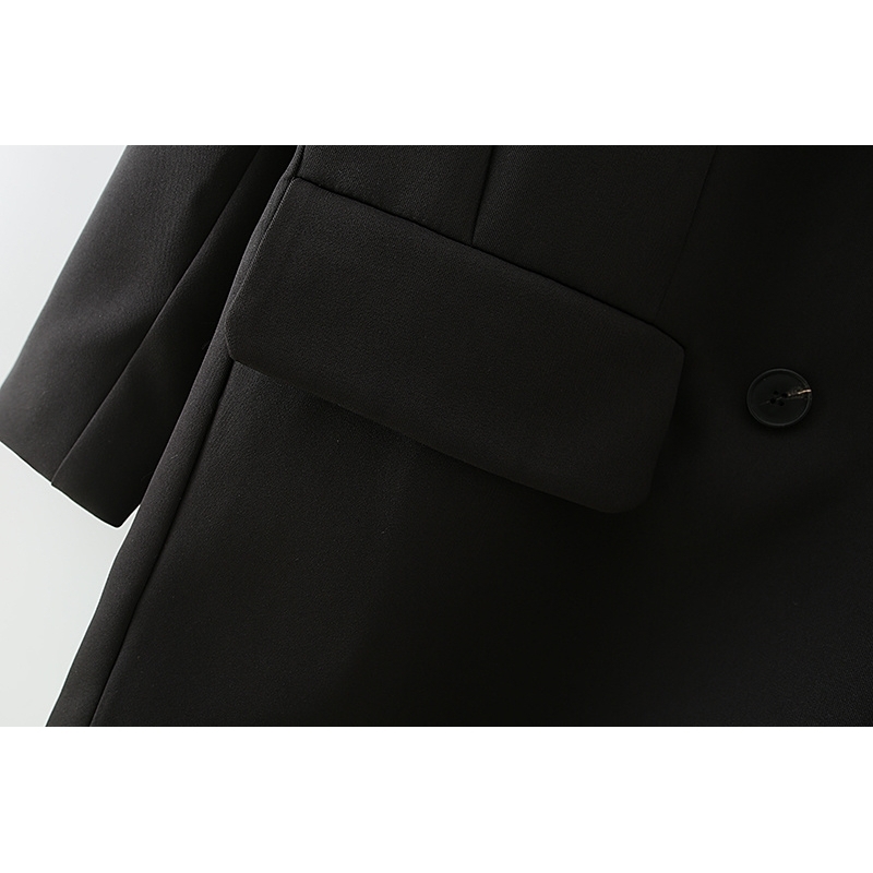 Streetwear Women Causal Solid Black Blazers Fashion Ladies Notched Collar Coats Elegant Female Chic Pocket Jackets 210430