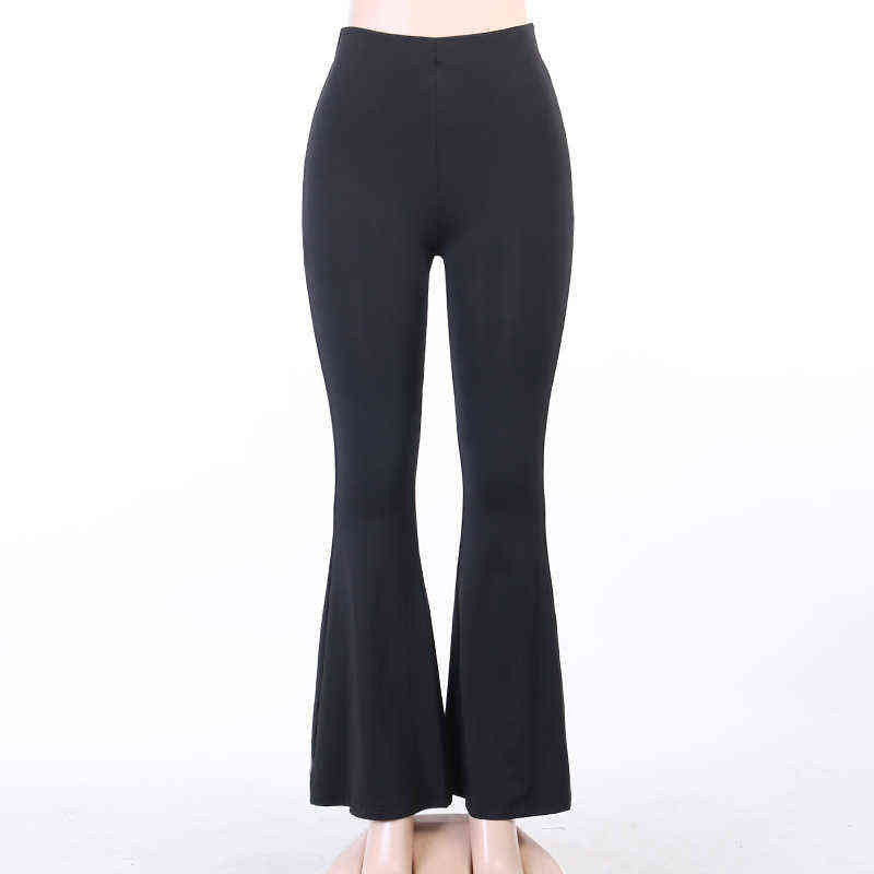 Viifaa Black Solid High Waist Skinny Flare Pant Ruched Back Slim Fit Femme Spring Stretchy Trousers 211124Z