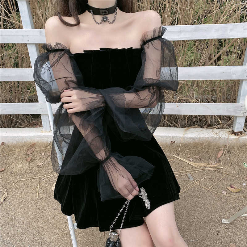 Korea Lace Mesh Vintage Gothic Dresses Full Sleeve Transpanent Strap Fold Pleated Dress Chic Punk Hip Hop Grunge Emo N888 210603
Korea Lace Mesh Vintage Gothic Dresses Full Sleeve Transpanent Strap Fold Pleated Dress Chic Punk Hip Hop Grunge Emo N888 210603