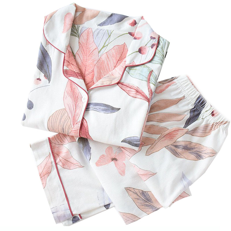 Autumn New Ladies Pajamas Set Floral Printed Full Cotton Fresh Style Sleepwear Set Women Turn-down Collar Female Casual Homewear, Thin viscose cotton1
Autumn New Ladies Pajamas Set Floral Printed Full Cotton Fresh Style Sleepwear Set Women Turn-down Collar Female Casual Homewear, Thin viscose cotton1
