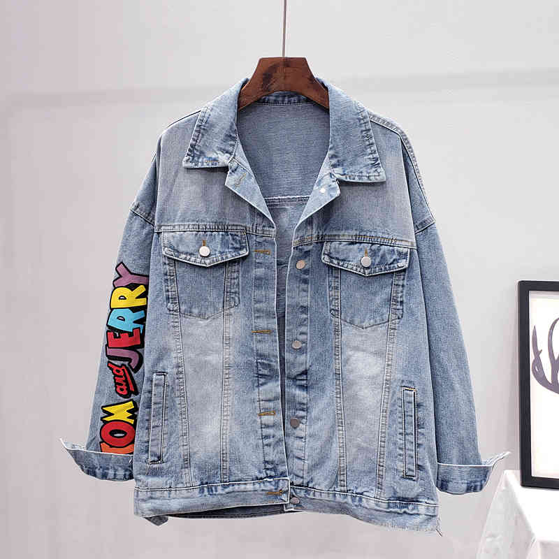 Women's T-Shirt high-end jean jacket, long-sleeve loose coat with pocket, cartoon print, spring, , 549Y, 1# shoe box
Women's T-Shirt high-end jean jacket, long-sleeve loose coat with pocket, cartoon print, spring, , 549Y, 1# shoe box