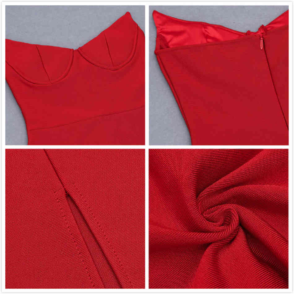 Free Red Bodycon Bandage Dress Women Sexy V-neck Off Shoulder Sleeveless Long Celebrity Club Party 210524