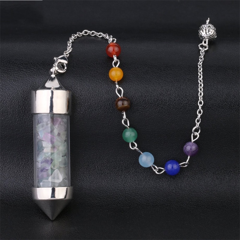 Glass Mini wishing bottle Pendant Seven Chakra Divination Dowsing Cone Point Pendulum Yoga Pendants Amulet Wicca Pendulo Meditation C3, Silver
Glass Mini wishing bottle Pendant Seven Chakra Divination Dowsing Cone Point Pendulum Yoga Pendants Amulet Wicca Pendulo Meditation C3, Silver