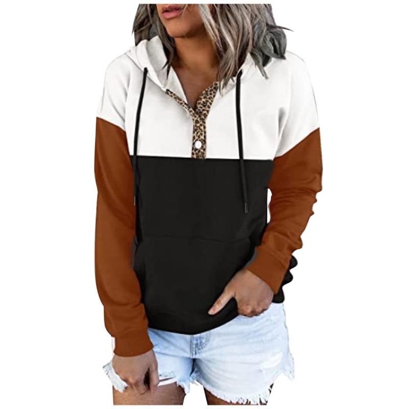 Women' Hoodies & Sweatshirts Leopard Print Patchwork Women Casual Button Down Pullover Drawstring Hooded Pocket Long Sleeve Sweatshirt, Blue
Women' Hoodies & Sweatshirts Leopard Print Patchwork Women Casual Button Down Pullover Drawstring Hooded Pocket Long Sleeve Sweatshirt, Blue