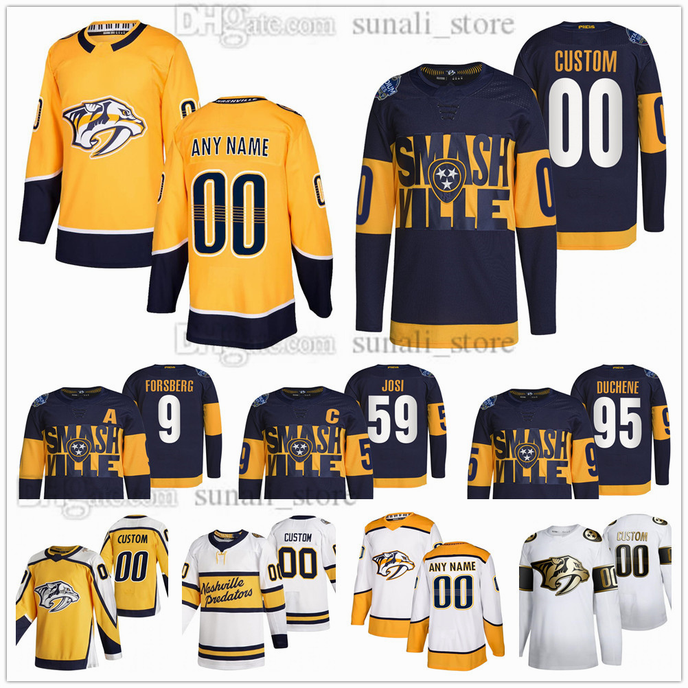 Nashville Predators 2022 Stadium Series Hockey 92 Ryan Johansen Jerseys 59 Roman Josi 9 Filip Forsberg 95 Matt Duchene David Rittich Mattias Ekholm Mikael Granlund, Kids yellow