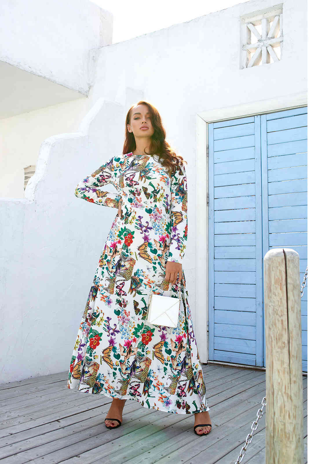 Women Dress Printed Bohemia es Sexy Long Print Floral Maxi Sleeve Large Hem es Spring Summer 210513