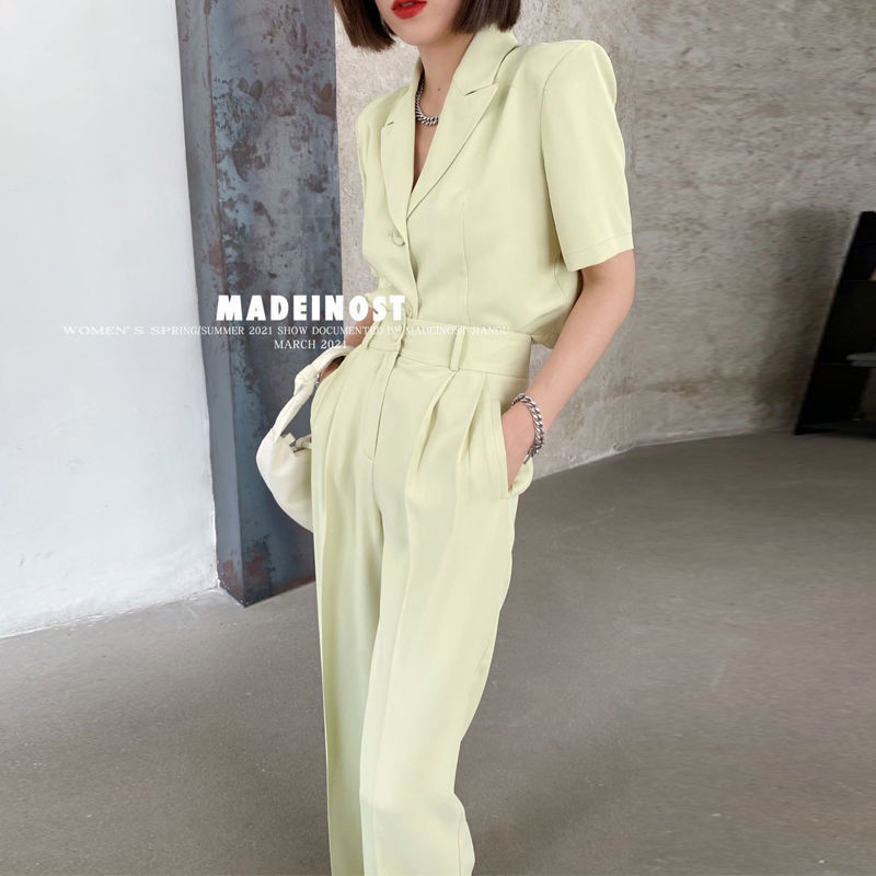 Spring Casual Two Pieces Vintage Office Lady Single Breasted Blazers Pant Street Short Pants Suits 210510