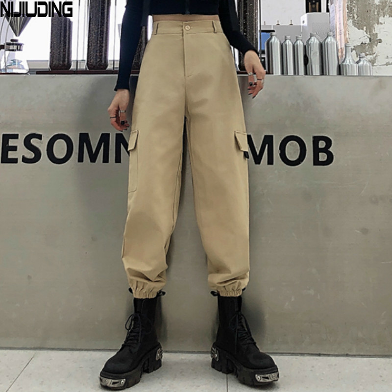 Women Cargo Pants Spring Autumn Fashion Female Casual Jogger PantsBF Streetwear Harajuku Straight Trousers Loose Harem Pant 210514