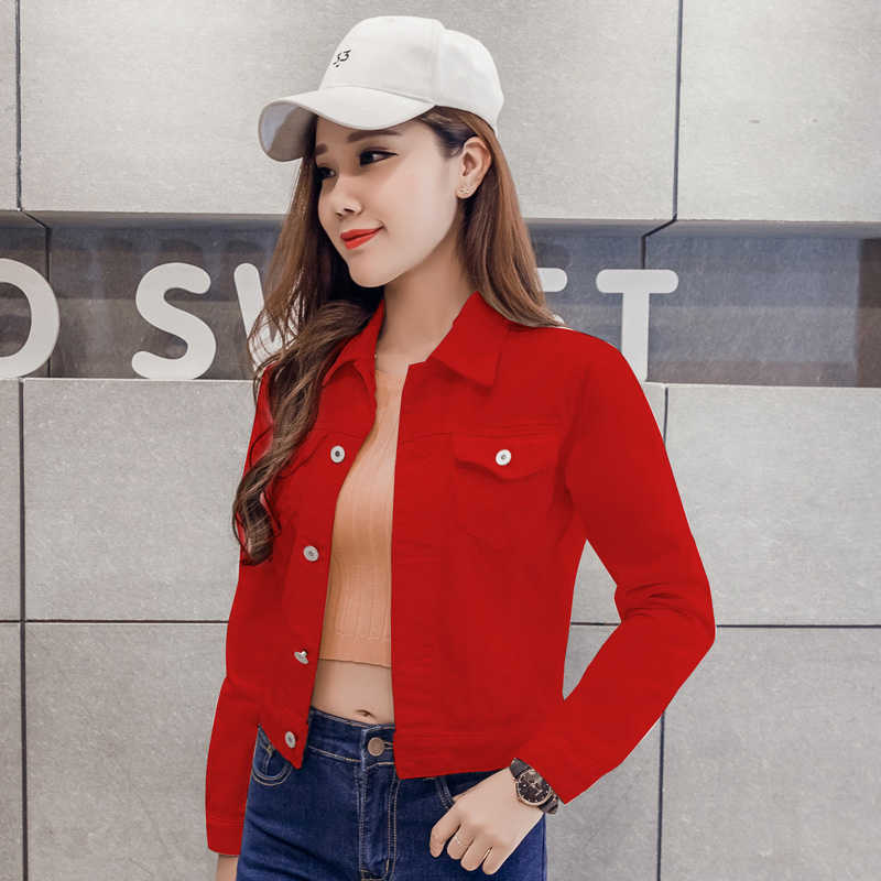 Denim Jackets Women Basic Coats Spring Autumn Fashion Female Long Sleeve Solid Wild Casual Outerwear Denim Coats jacket 210928