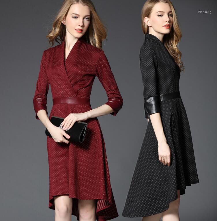 Casual Dresses Ladies Three Quarter V Neck Asymmetrical Dots Print Daily Office Lady Dress Tunic, Black
Casual Dresses Ladies Three Quarter V Neck Asymmetrical Dots Print Daily Office Lady Dress Tunic, Black