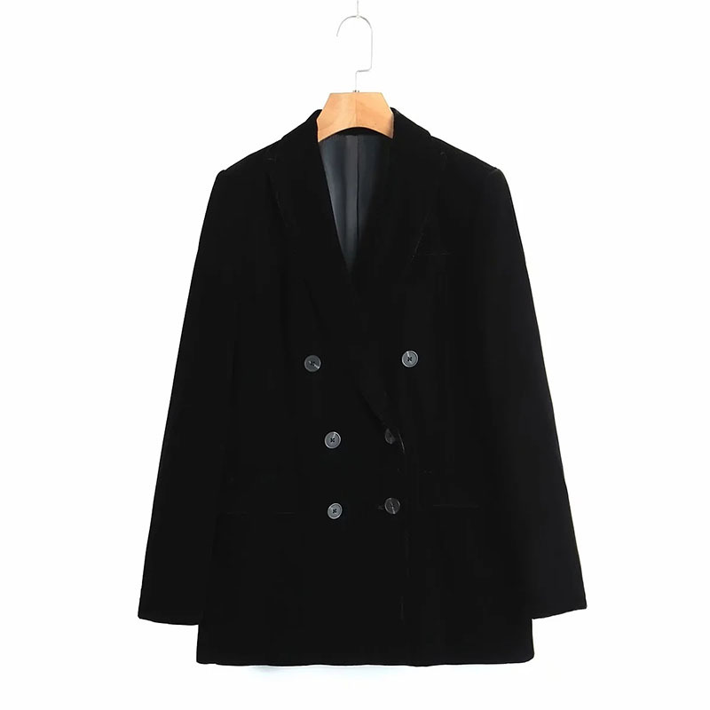 Women Black Fashion Simplicity Commute Double Breasted Suit Female Lapel Long Sleeves Coat Chic Top 210520
Women Black Fashion Simplicity Commute Double Breasted Suit Female Lapel Long Sleeves Coat Chic Top 210520