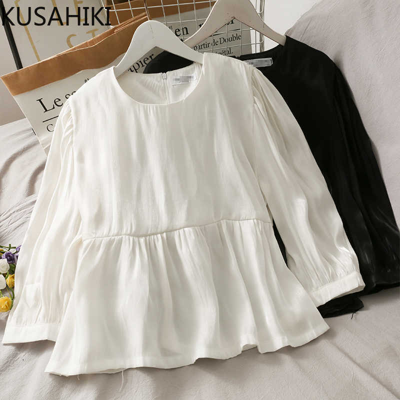 KUSAHIKO Women Doll Shirt Causal Puff Sleeve O-neck Solid Blouses Korean Blusas Mujer De Moda Verano 6G259 210603, Black
KUSAHIKO Women Doll Shirt Causal Puff Sleeve O-neck Solid Blouses Korean Blusas Mujer De Moda Verano 6G259 210603, Black