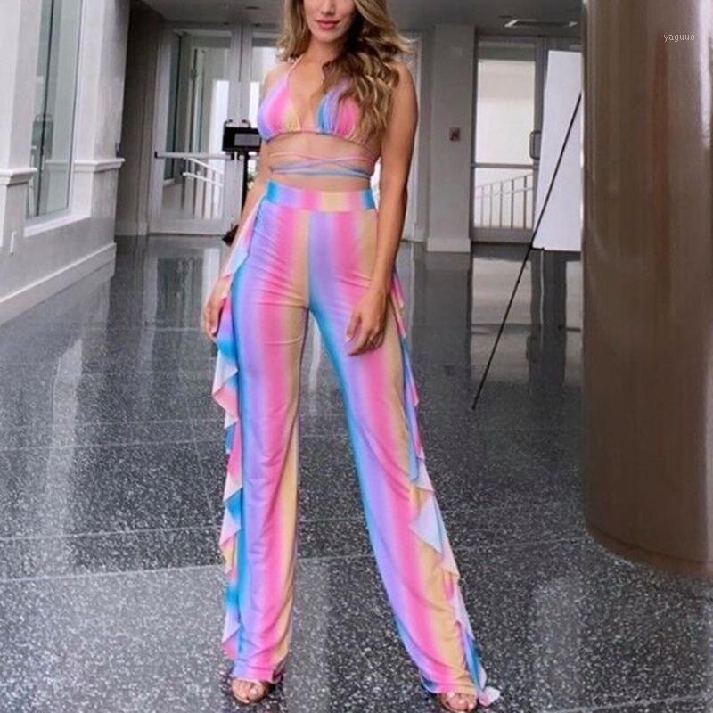 Women' Swimwear Summer Rainbow Coloured Bikinis Set Three Pieces Outfits Crop Top And Ruffle Long Pants Sets With Panties Biquini#35, Multicolor
Women' Swimwear Summer Rainbow Coloured Bikinis Set Three Pieces Outfits Crop Top And Ruffle Long Pants Sets With Panties Biquini#35, Multicolor