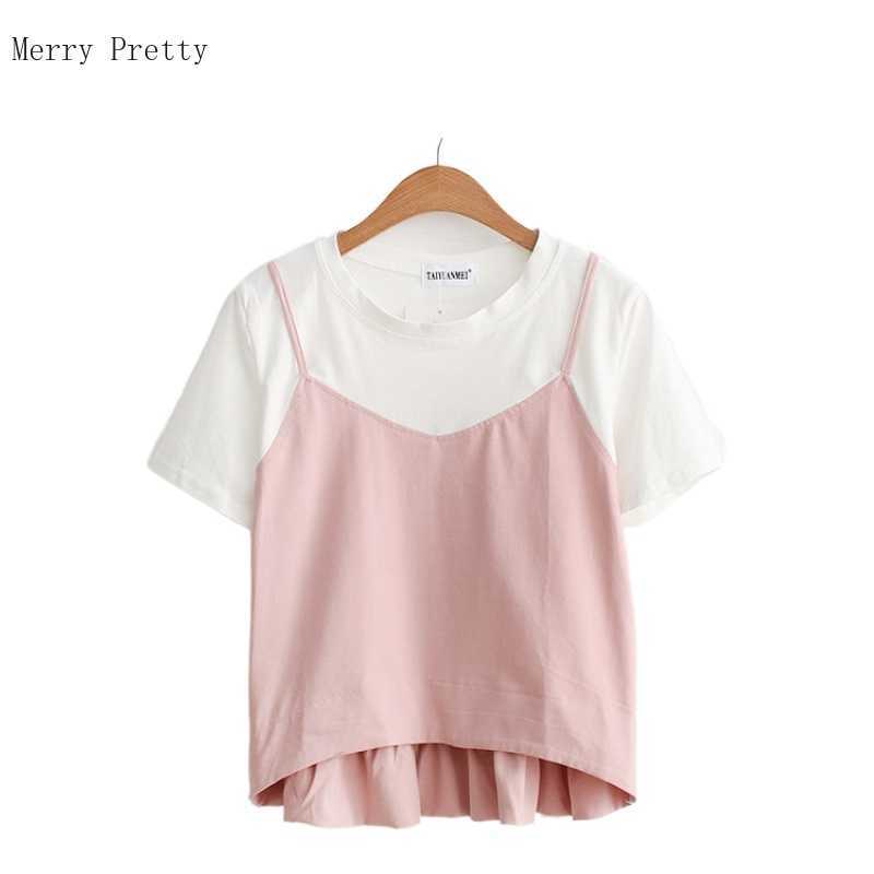 Fake Two Piece Casual Cotton Blouses Women Summer Short Sleeve O-neck Korean Fashion Female Basic Tops 210526, Pink
Fake Two Piece Casual Cotton Blouses Women Summer Short Sleeve O-neck Korean Fashion Female Basic Tops 210526, Pink