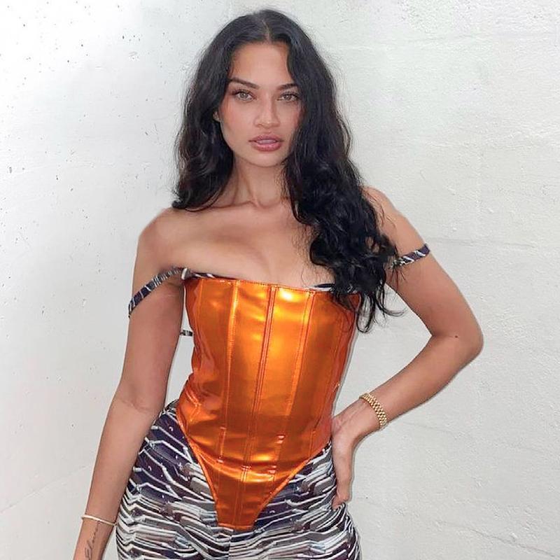 Women' Tanks & Camis Sexy Corset Crop Tops Shiny Strapless Back Cross Tie-Up PU Leather Bustier Sleeveless Nightclub Blouses Party Outfits, Orange
Women' Tanks & Camis Sexy Corset Crop Tops Shiny Strapless Back Cross Tie-Up PU Leather Bustier Sleeveless Nightclub Blouses Party Outfits, Orange