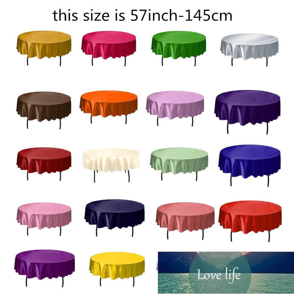1pcs Satin Tablecloth White Black Solid Color For Wedding Birthday Party Table Cover Round Table Cloth Home Decor Factory price expert design Quality 