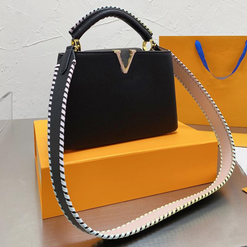 Women Fashion Handbag Crossbody Bags Shoulder Tote Bag Litchee Pattern Genuine Leather Braided Bicolor Strap Capucines Handbags Purse, Customize
Women Fashion Handbag Crossbody Bags Shoulder Tote Bag Litchee Pattern Genuine Leather Braided Bicolor Strap Capucines Handbags Purse, Customize
