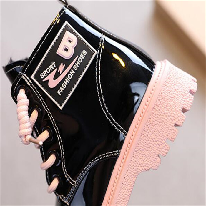 Autumn Winter kids Girls Boys Boots Soft Non-Slip Martin Boots For Children Leather Plus Velvet Fashion Ankle Boot