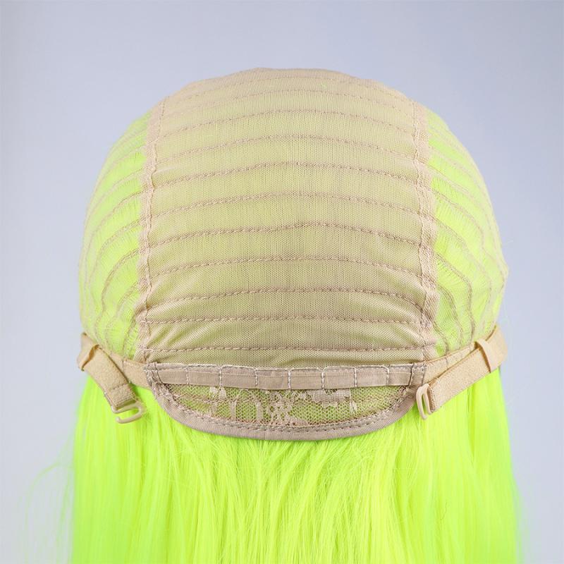 Synthetic Wigs Fluorescent Yellow Color Hair Silky Long Straight Bright Green Heat Resistant Cosplay For Black Women