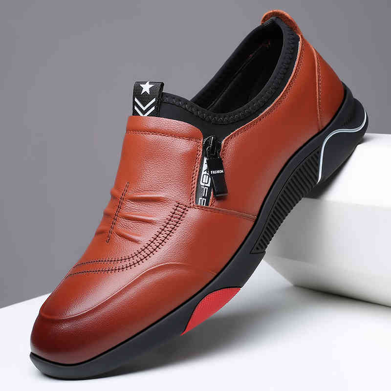 dress shoes leather men's spring breathable british business casual soft sole all-match round toe fded, Black
dress shoes leather men's spring breathable british business casual soft sole all-match round toe fded, Black