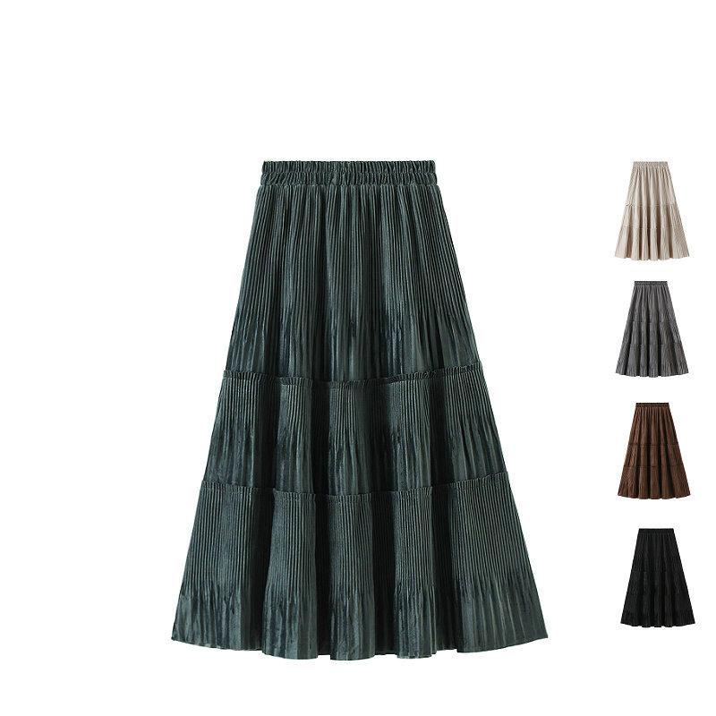 Skirts Solid Color Female Vintage Long Velvet Pleated Skirt Women Autumn Winter Elegant Fashion Ladies High Waist A Line, Black
Skirts Solid Color Female Vintage Long Velvet Pleated Skirt Women Autumn Winter Elegant Fashion Ladies High Waist A Line, Black