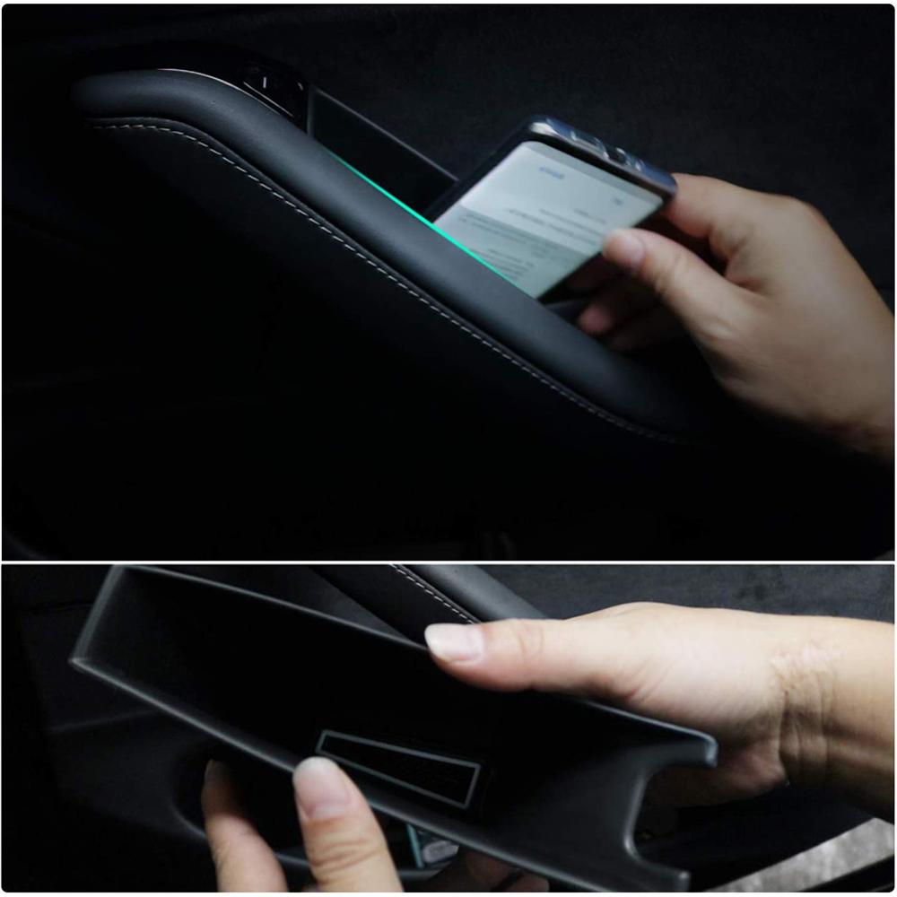 Car Accessories for Tesla Model 3 Y Door Side Armrest Storage Box Handle Tray Organizer Container Interior Hidden Holder for Mobile Phone