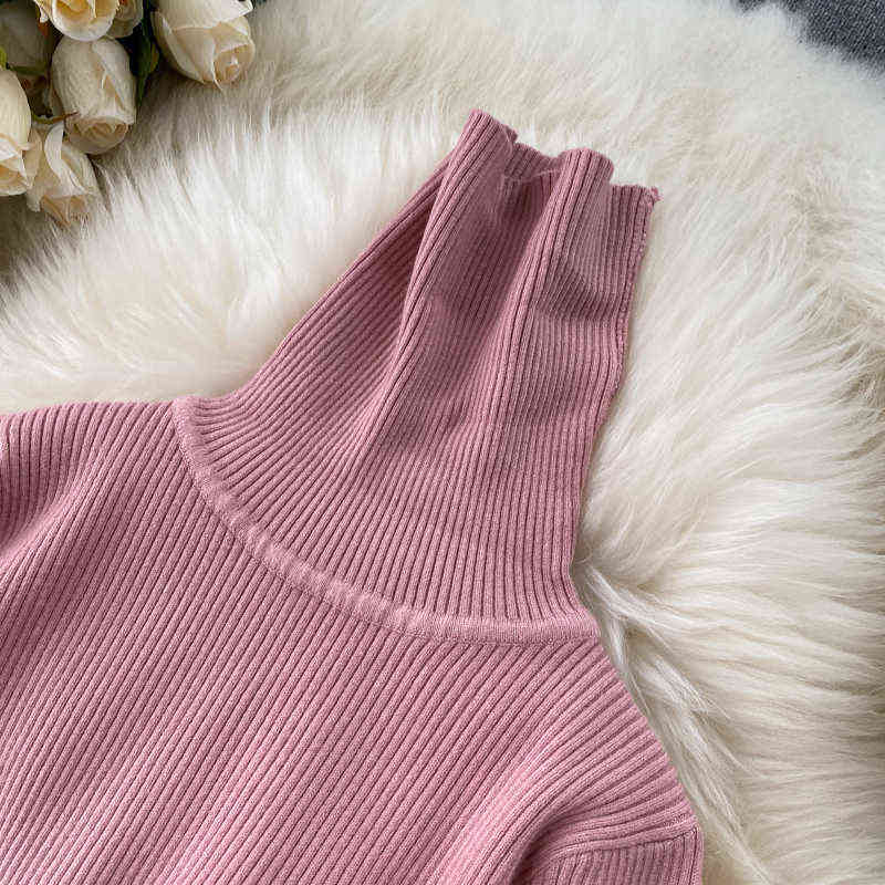 Sweater Dress Winter Turtleneck Warm Long Sleeve Knit Dress Korean Fashion Casual Solid Women Midi Bodycon Dress 211221