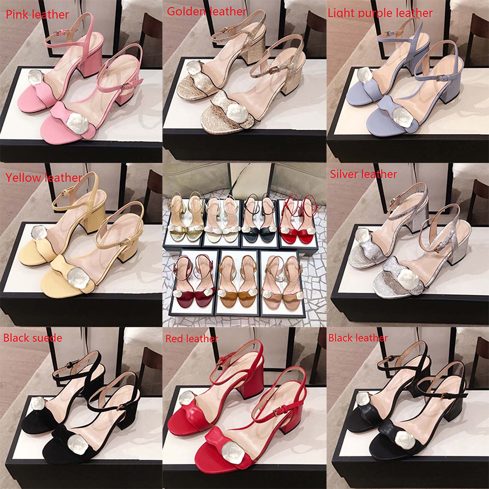 

Classics Women High heel shoes Sandals fashion Beach Thick bottom slippers Alphabet lady Sandal Leather slides By shoe02 01, Box